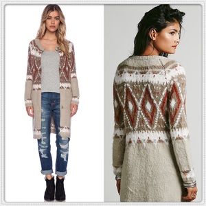 Free People Fairisle fuzzy oversized warm cardigan